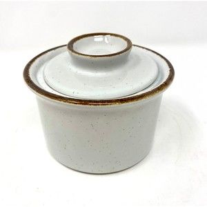 Vintage Stoneybrook Speckled Stoneware Container w Lid Sugar Dish